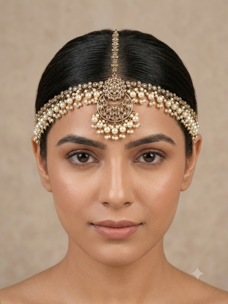 Antique Gold Sheesh Phool Headpiece Matha Patti