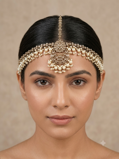 Antique Gold Sheesh Phool Headpiece Matha Patti