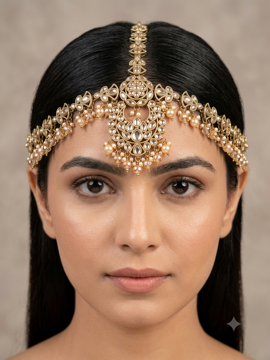Antique Crystal Sheesh Phool Headpiece Matha Patti