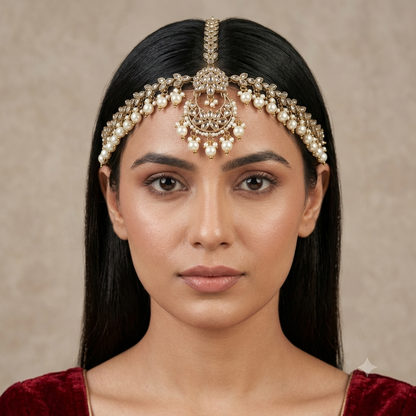 Antique White Sheesh Phool Headpiece Matha Patti