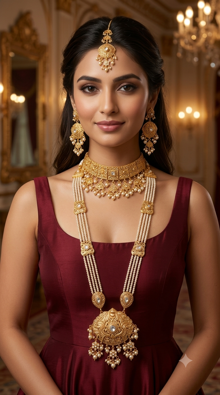 Gold Polki Rani Haar Jewellery Sonia Set