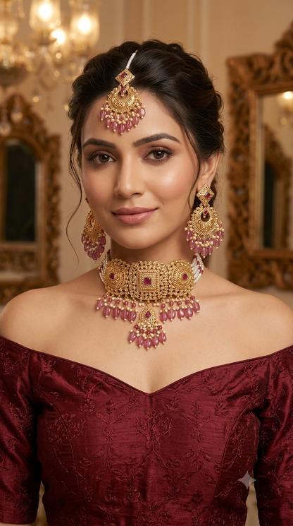 Gold Polki Necklace Jewellery Sonia Set