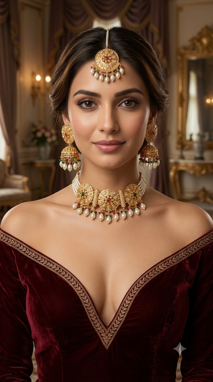 Gold Polki Necklace Jewellery Sonia Set