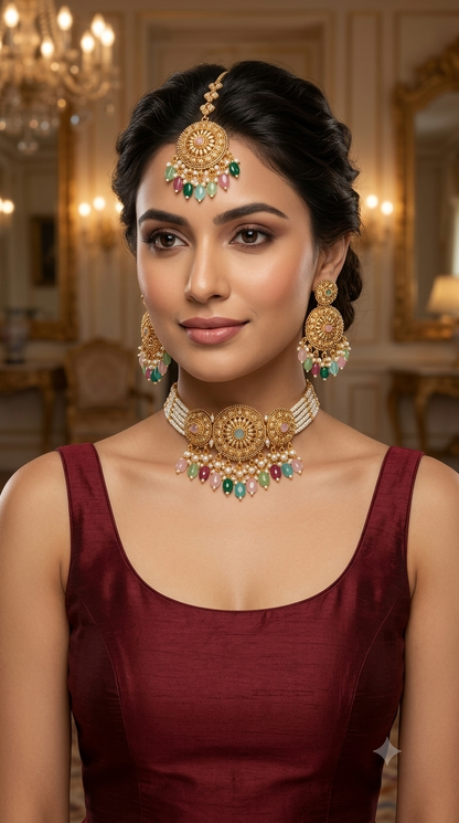 Gold Polki Necklace Jewellery Sonia Set