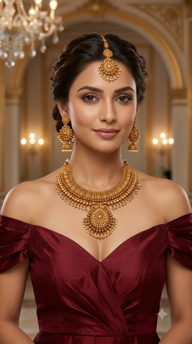 Gold Polki Bridal Necklace Kang Set