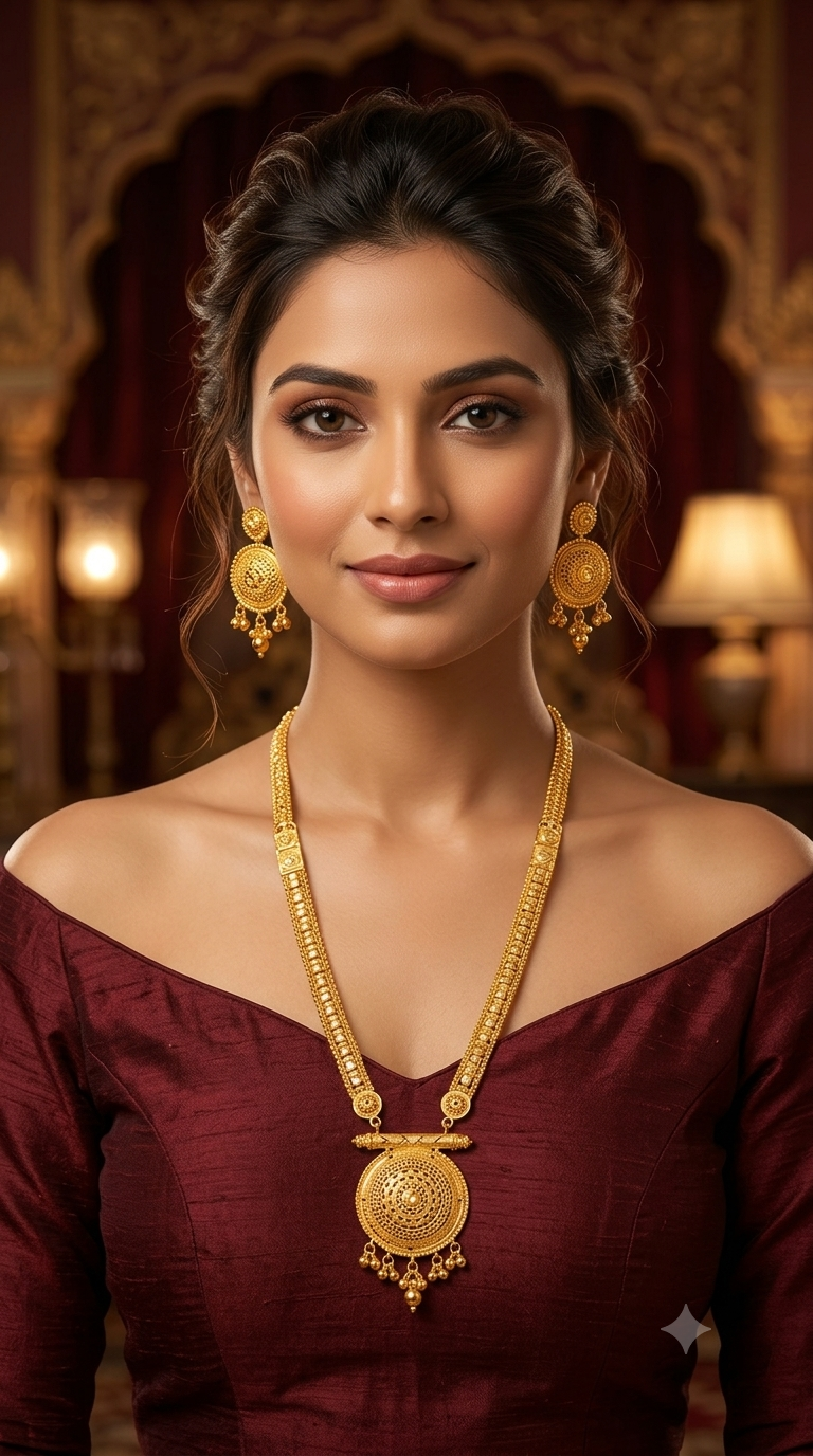 Gold Forming Long Jewellery Teresa  Necklace Set