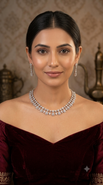 Silver CZ Stone Necklace Jewellery Sheet Sets