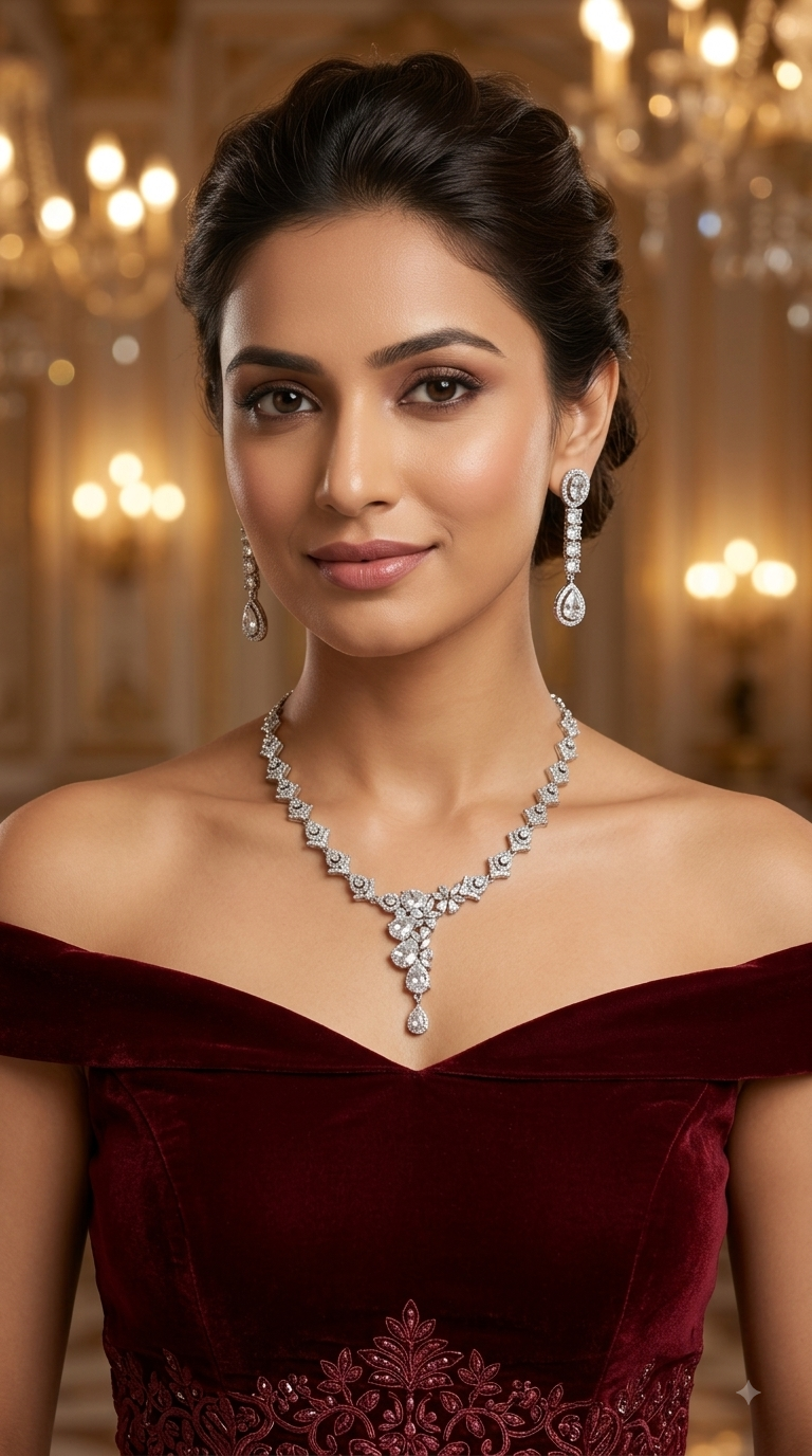 Black American Diamond Ad Necklace Alexa Sets