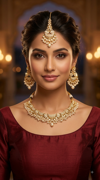 Gold Green Kundan necklace Set/ kundan Indian Jeet jewellery sets