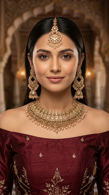 Antique Crystal Necklace Jewellery Shallu Set