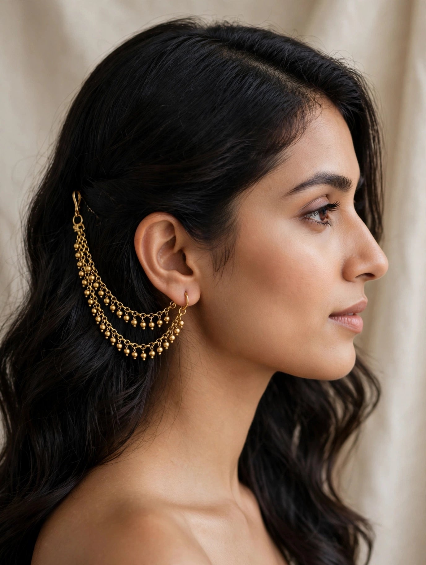 Gold Polki Sahare Earchains