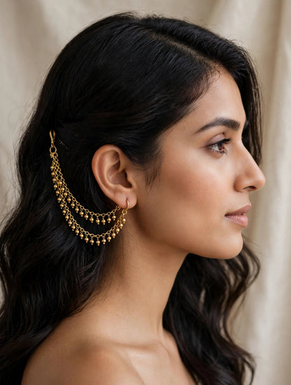 Gold Polki Sahare Earchains