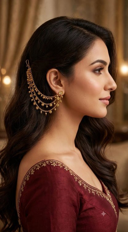 Gold Polki Sahare Earchains