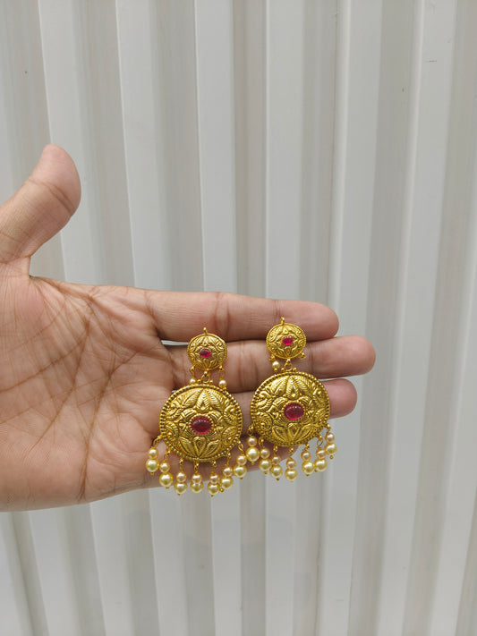 Ruby Gold Polki Punjabi Style Sukhmani Earrings