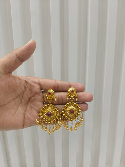 Ruby Gold Polki Punjabi Style Sukhmani Earrings