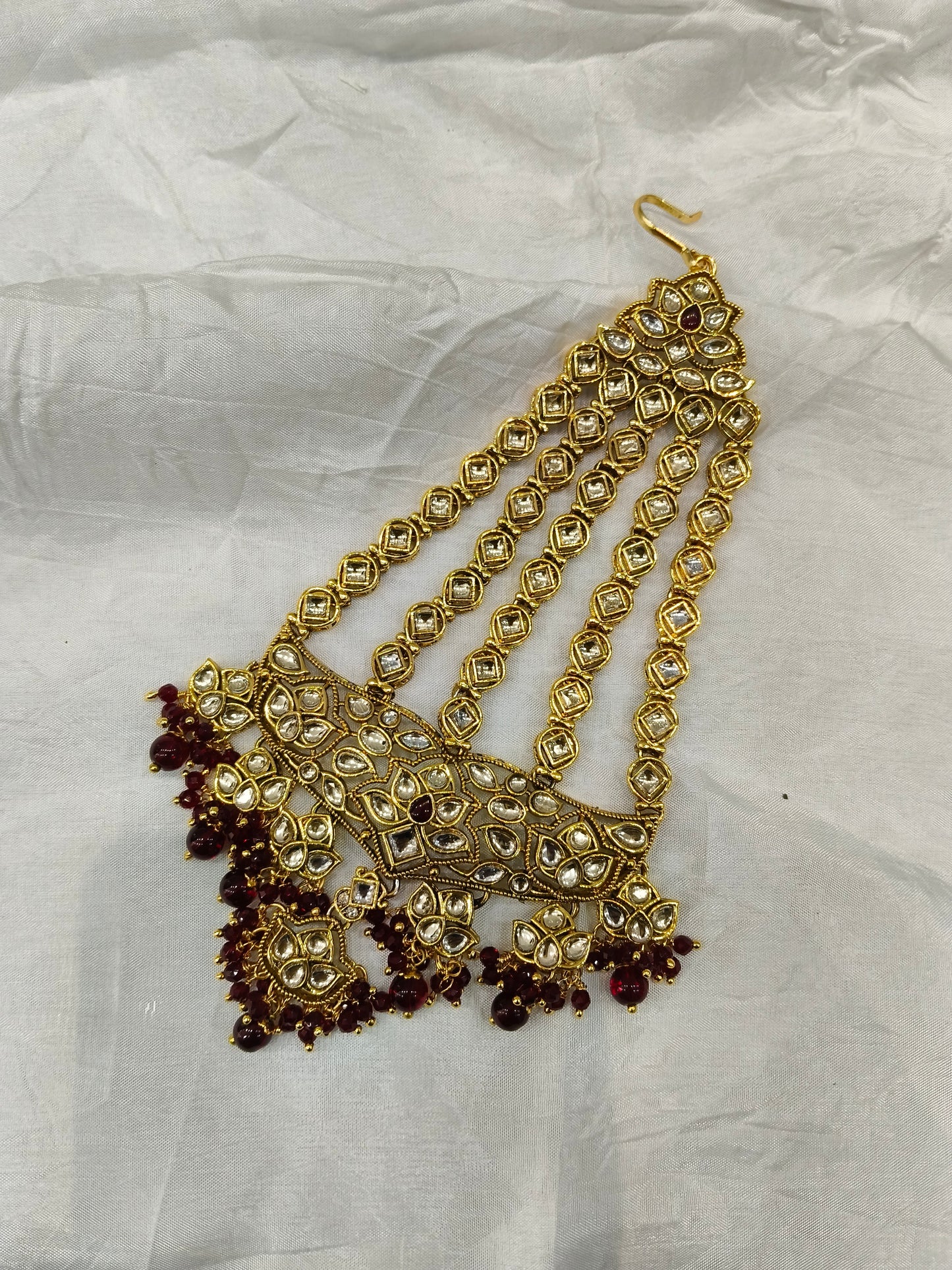 Kundan Jhumar Headpassa Bridal Passa/Pakistani side Headpiece