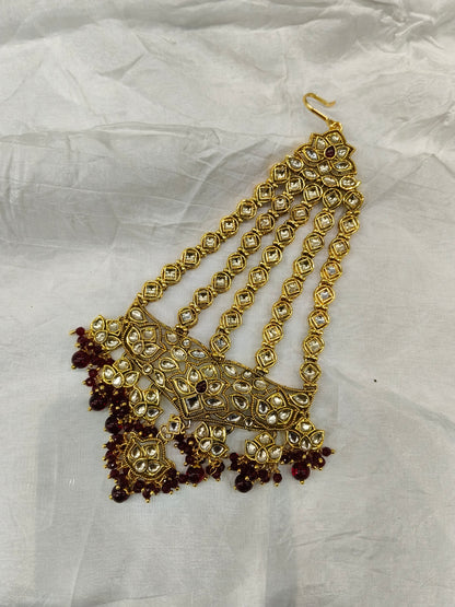 Kundan Jhumar Headpassa Bridal Passa/Pakistani side Headpiece