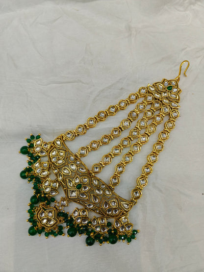 Kundan Jhumar Headpassa Bridal Passa/Pakistani side Headpiece