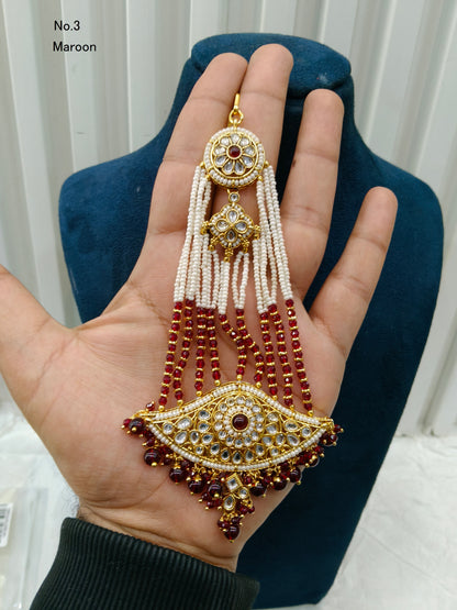 Kundan Jhumar Headpassa Bridal Passa/Pakistani side Headpiece