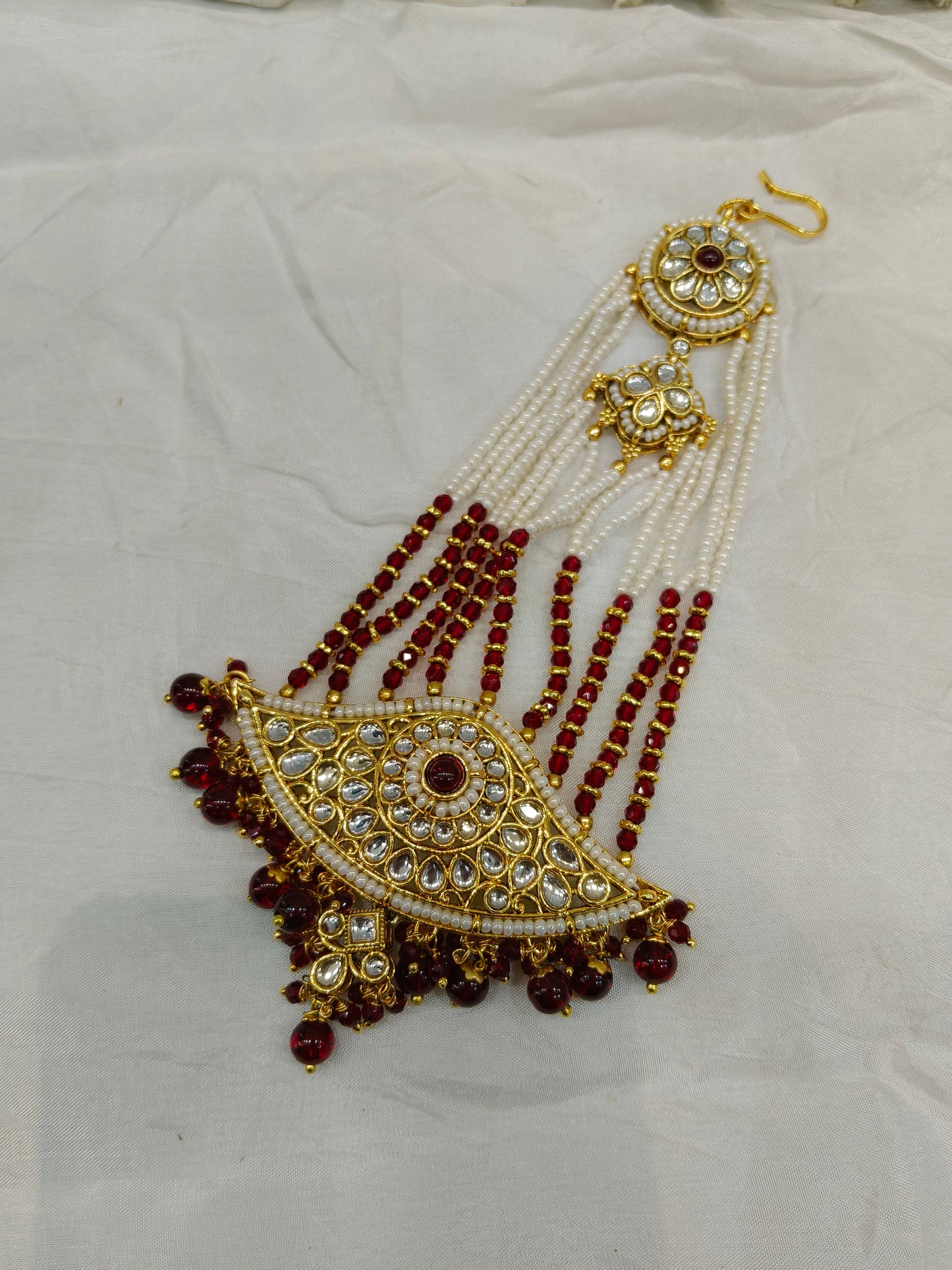 Kundan Jhumar Headpassa Bridal Passa/Pakistani side Headpiece
