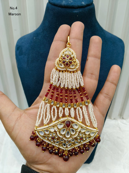 Kundan Jhumar Headpassa Bridal Passa/Pakistani side Headpiece
