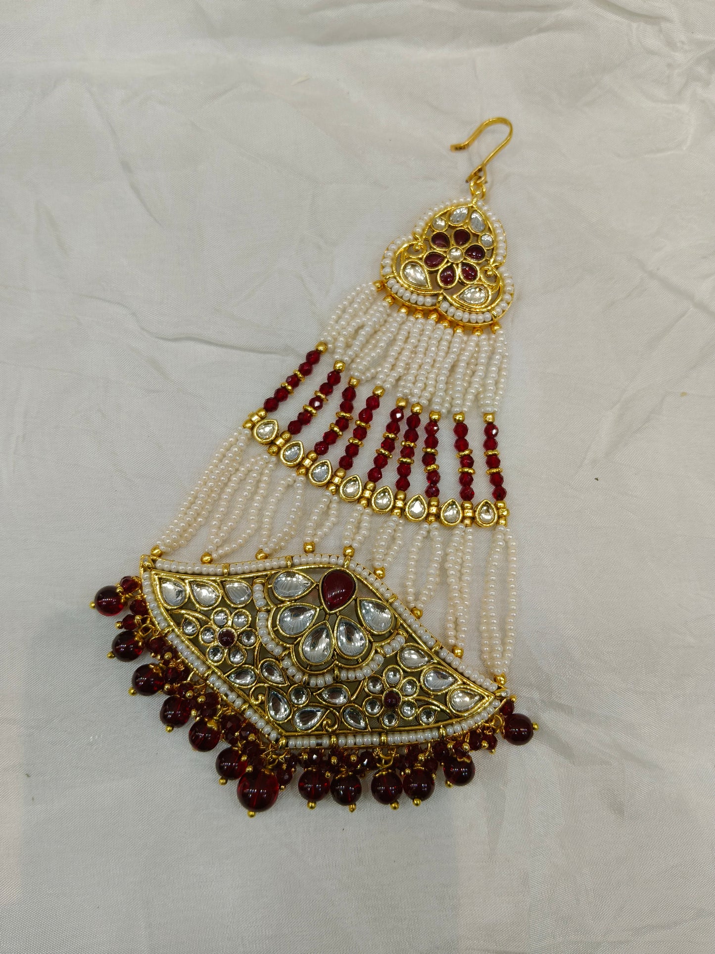 Kundan Jhumar Headpassa Bridal Passa/Pakistani side Headpiece