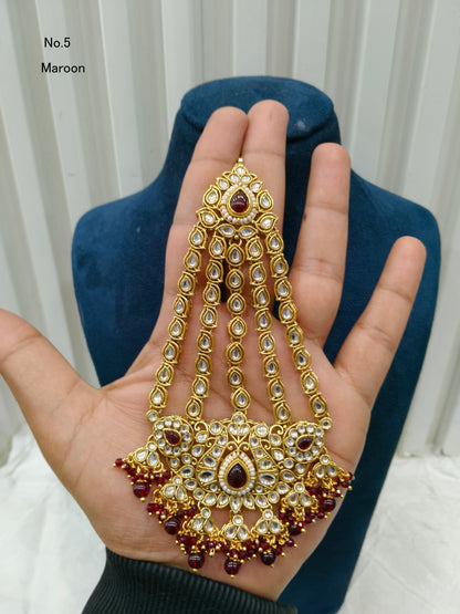 Kundan Jhumar Headpassa Bridal Passa/Pakistani side Headpiece