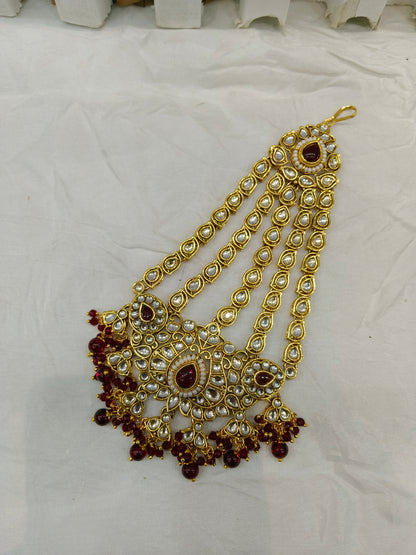 Kundan Jhumar Headpassa Bridal Passa/Pakistani side Headpiece