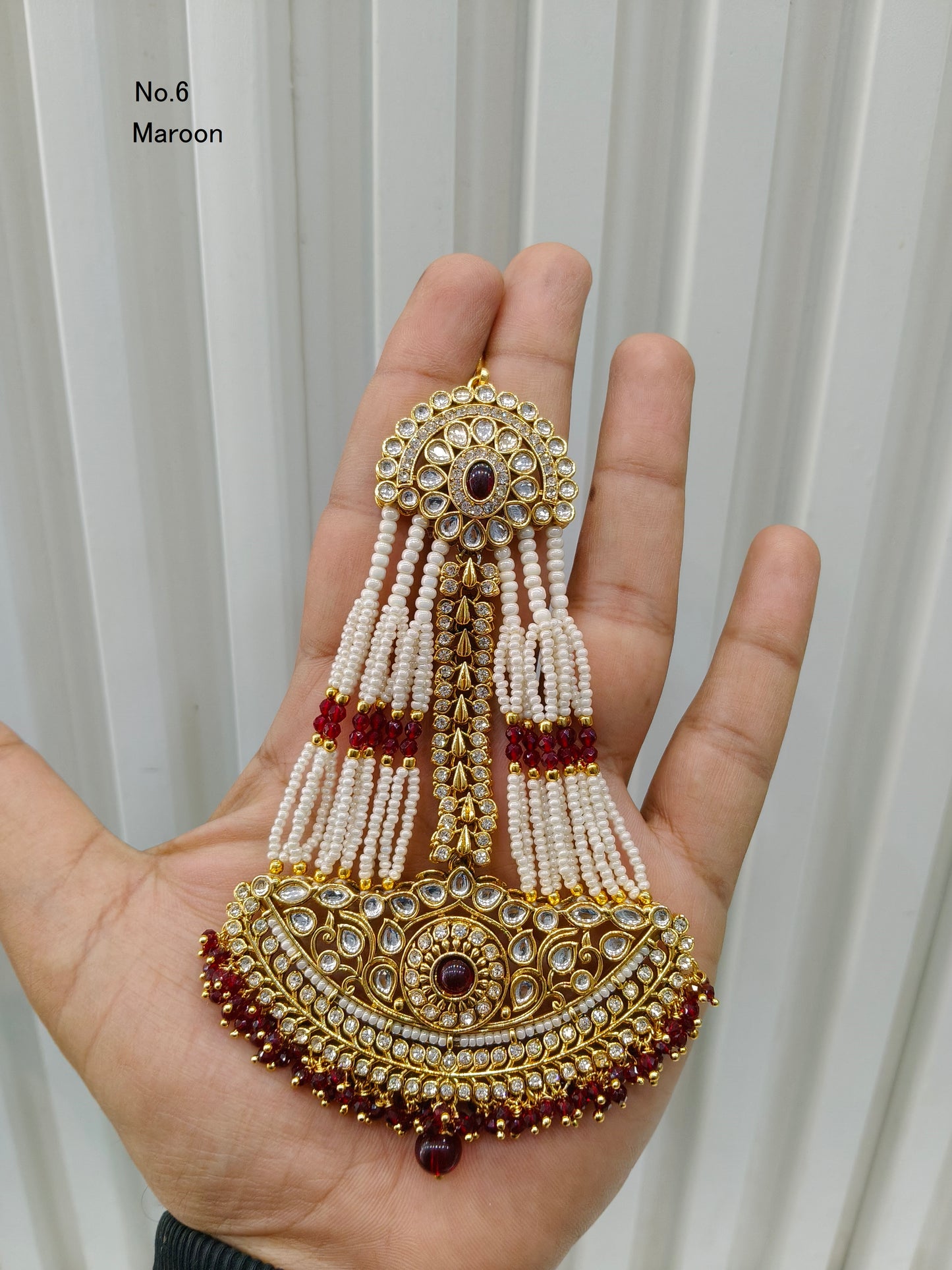 Kundan Jhumar Headpassa Bridal Passa/Pakistani side Headpiece