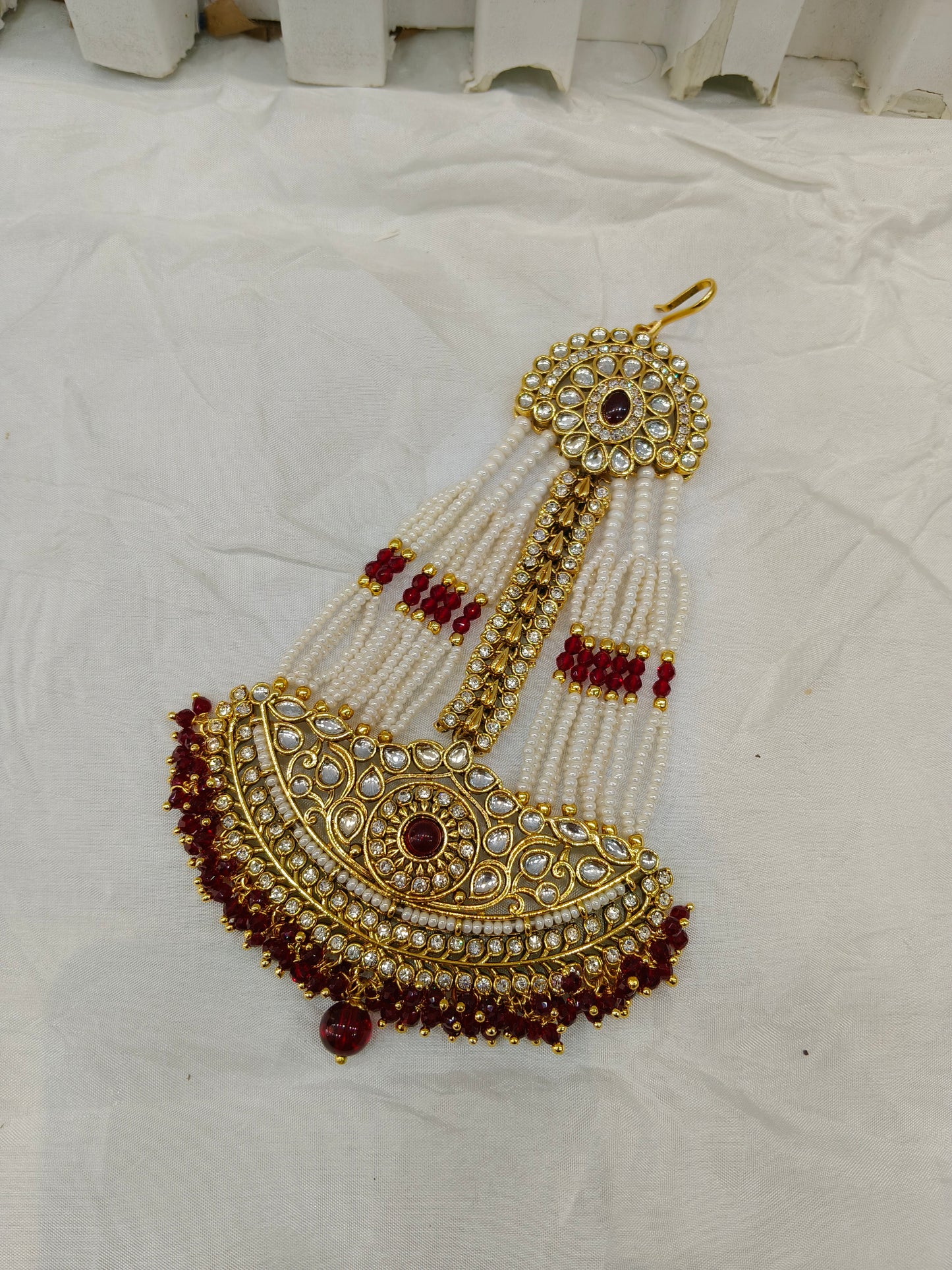 Kundan Jhumar Headpassa Bridal Passa/Pakistani side Headpiece