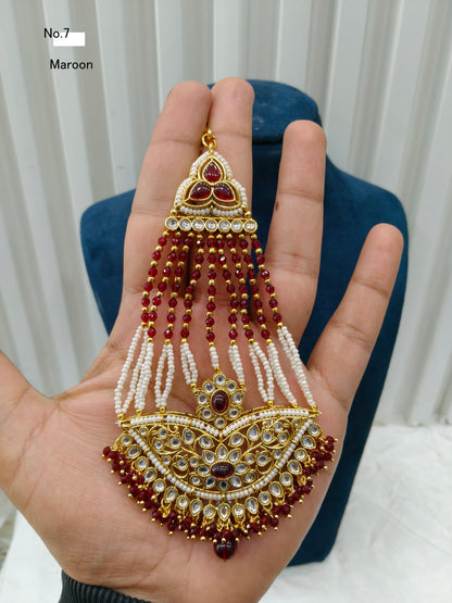 Kundan Jhumar Headpassa Bridal Passa/Pakistani side Headpiece