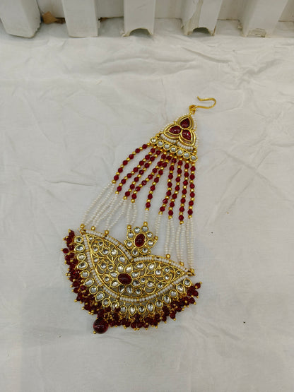 Kundan Jhumar Headpassa Bridal Passa/Pakistani side Headpiece
