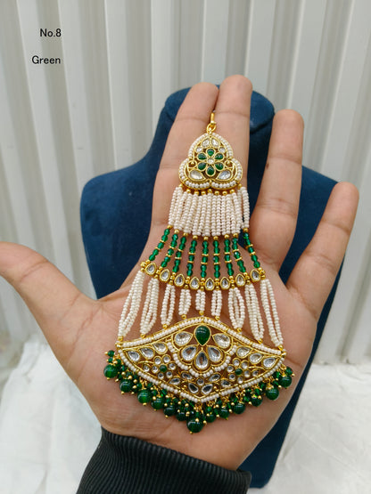 Kundan Jhumar Headpassa Bridal Passa/Pakistani side Headpiece