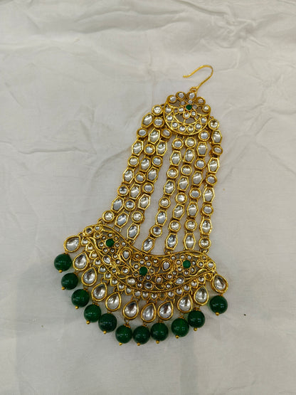 Kundan Jhumar Headpassa Bridal Passa/Pakistani side Headpiece