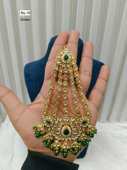 Kundan Jhumar Headpassa Bridal Passa/Pakistani side Headpiece