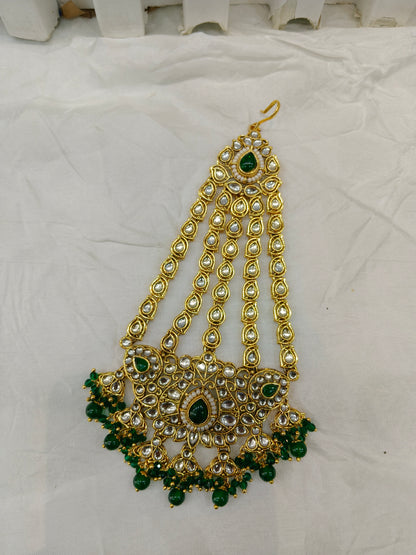 Kundan Jhumar Headpassa Bridal Passa/Pakistani side Headpiece