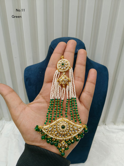 Kundan Jhumar Headpassa Bridal Passa/Pakistani side Headpiece