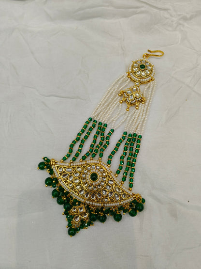 Kundan Jhumar Headpassa Bridal Passa/Pakistani side Headpiece