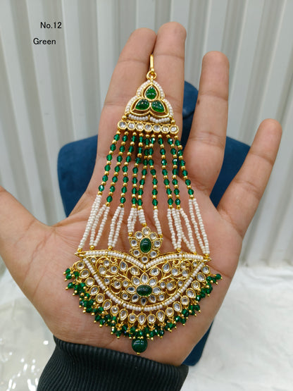 Kundan Jhumar Headpassa Bridal Passa/Pakistani side Headpiece