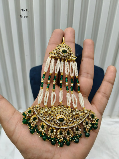 Kundan Jhumar Headpassa Bridal Passa/Pakistani side Headpiece
