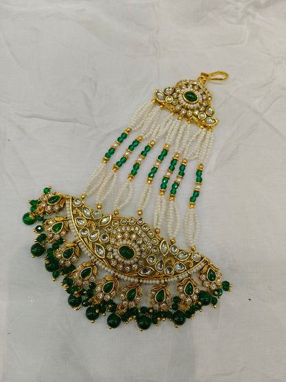Kundan Jhumar Headpassa Bridal Passa/Pakistani side Headpiece