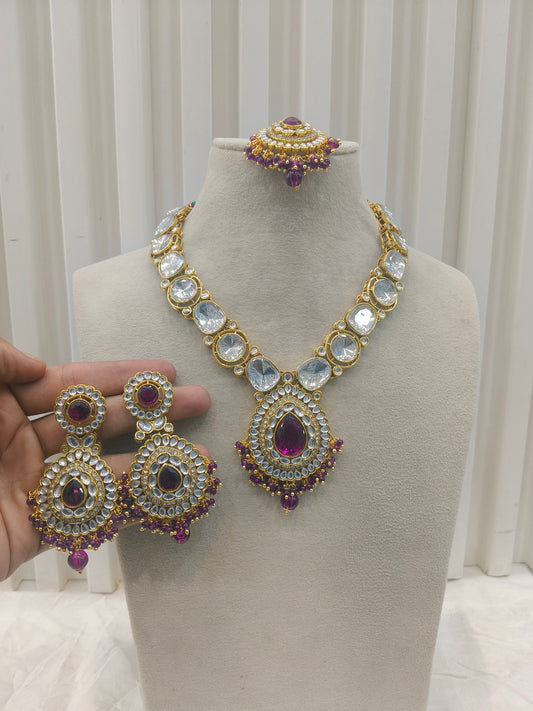 Gold Purple Kundan Nacklace Gauri sets