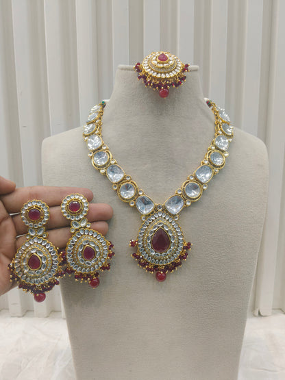 Gold Maroon Kundan Nacklace Gauri sets