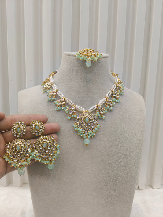 Gold Mint Kundan Nacklace Hema sets