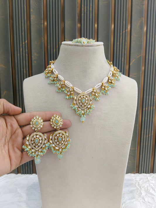 Gold Mint Kundan Nacklace Hema sets