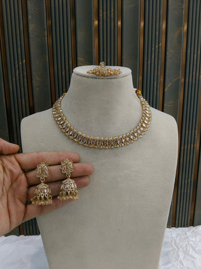 Antique Gold Crystal Necklace Jewellery Jagjeet Bollywood sets