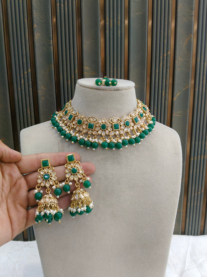 Antique Gold Green Necklace Jewellery Kitty Bollywood  sets