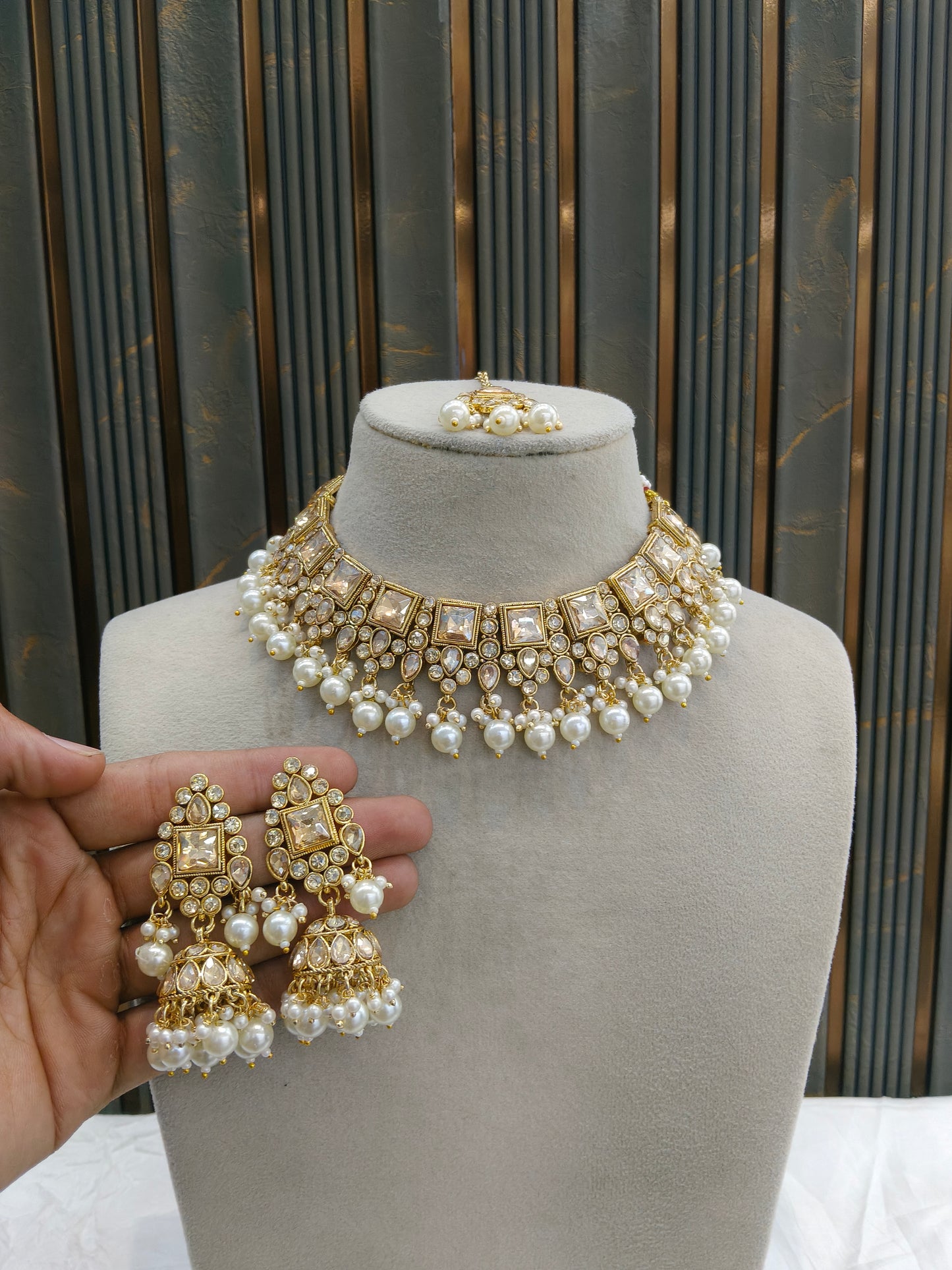 Antique Gold Necklace Jewellery Kitty Bollywood sets