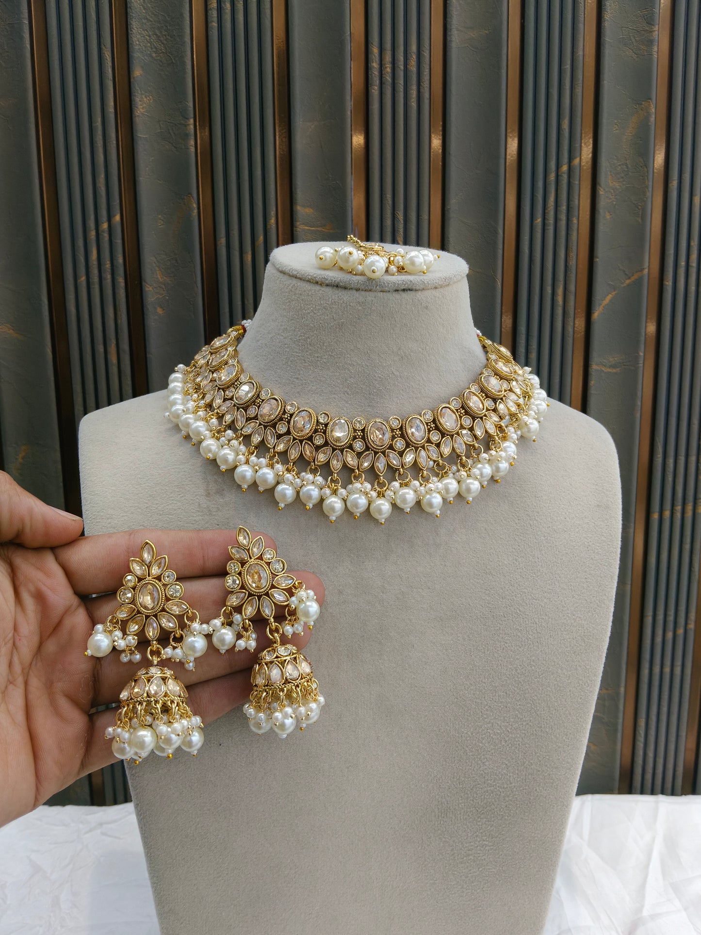 Antique Gold Necklace Jewellery Kitty Bollywood sets