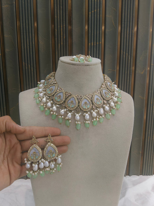 Antique Gold Mint Necklace Jewellery Betty Bollywood sets